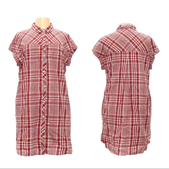 Pendleton Sunnyside two pocket shirt dress in red rock and white plaid - Picture 2 of 4